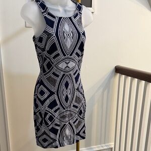Speechless Navy and White Geometric Mini Dress